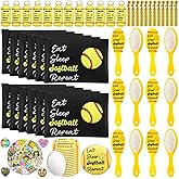 Tioncy 110 Pcs Softball Party Supplies Set Softball Gifts for Team Sports Accessories Include Cosmetic Bag Lipstick Holder Keychain Compact Mirror Hairbrush Scrunchie Sticker Team Party Supplies