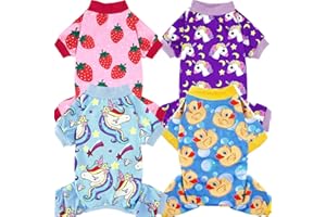 XPUDAC 4 Pieces Dog Pajamas for Small Dogs Pjs Clothes Puppy Onesies Outfits for Doggie Christmas Shirts Sleeper for Pet