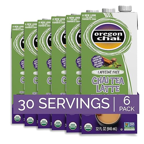 Oregon Chai Caffeine Free Chai Concentrate, 32 Fluid Ounce (Pack of 6)