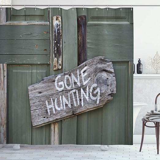 Amazon Com Ambesonne Hunting Shower Curtain Gone Hunting Written