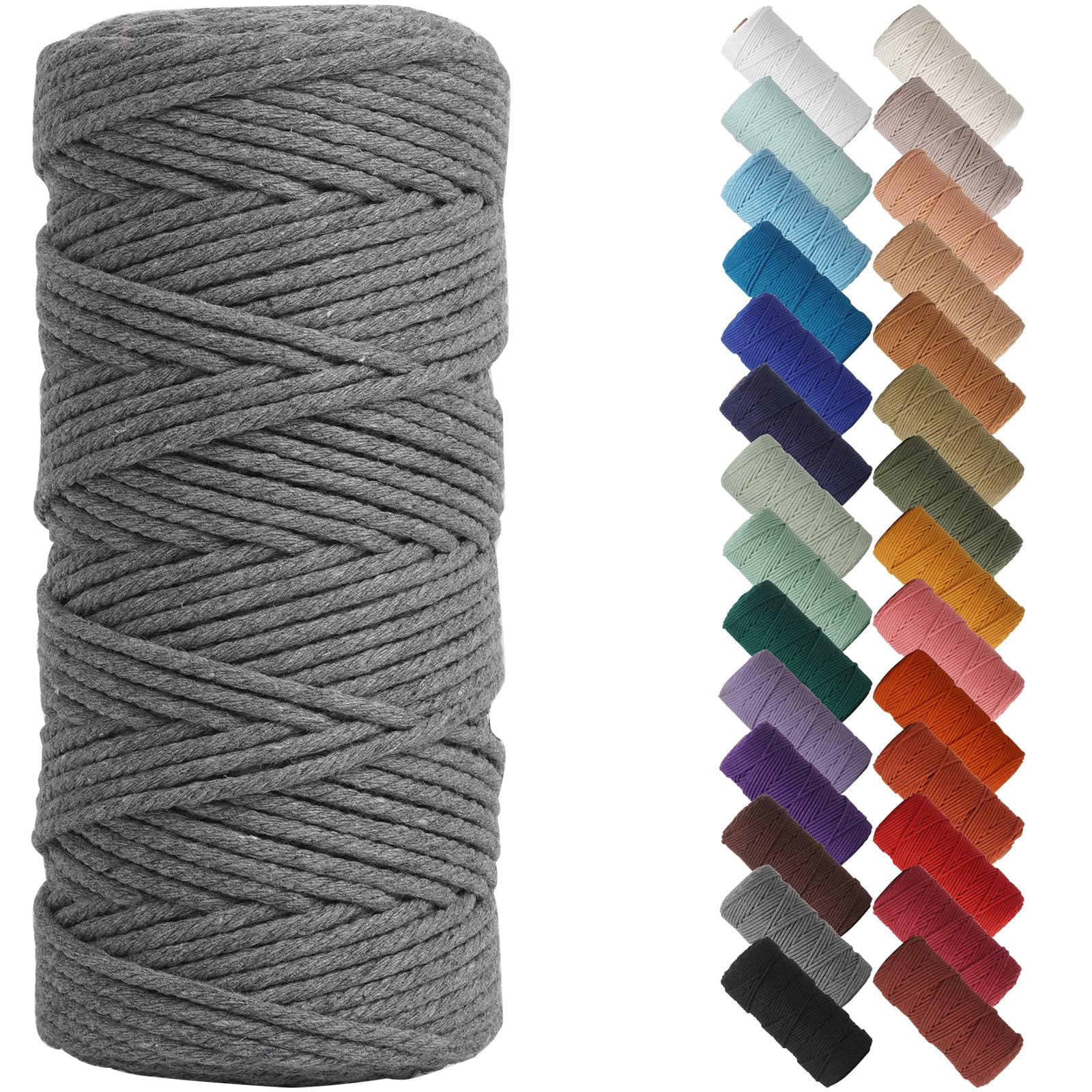 NOANTA Grey Macrame Cord 3mm x 109yards, Colored
