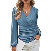 GRACE KARIN Long Sleeve Blouses for Women Dressy Casual, Wrap Tops Work Shirts, 2026 Spring Business Outfits