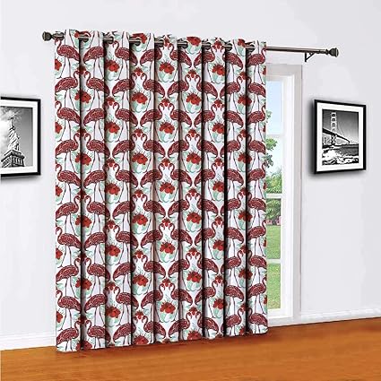 Cortina de pared con diseño de flamencos, figuras artísticas de pájaros