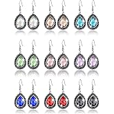 MTLEE 9 Pairs Boho Dangle Earrings Set Pearl Drop Crystal Earrings for Women Teardrop Earrings Rainbow Earrings
