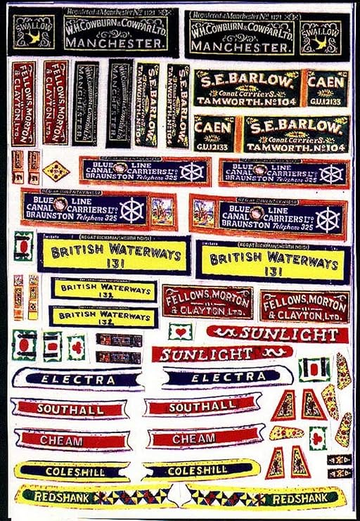 Langley Models Waterslide Transfers motor Butty Boat /Canal Boat OO