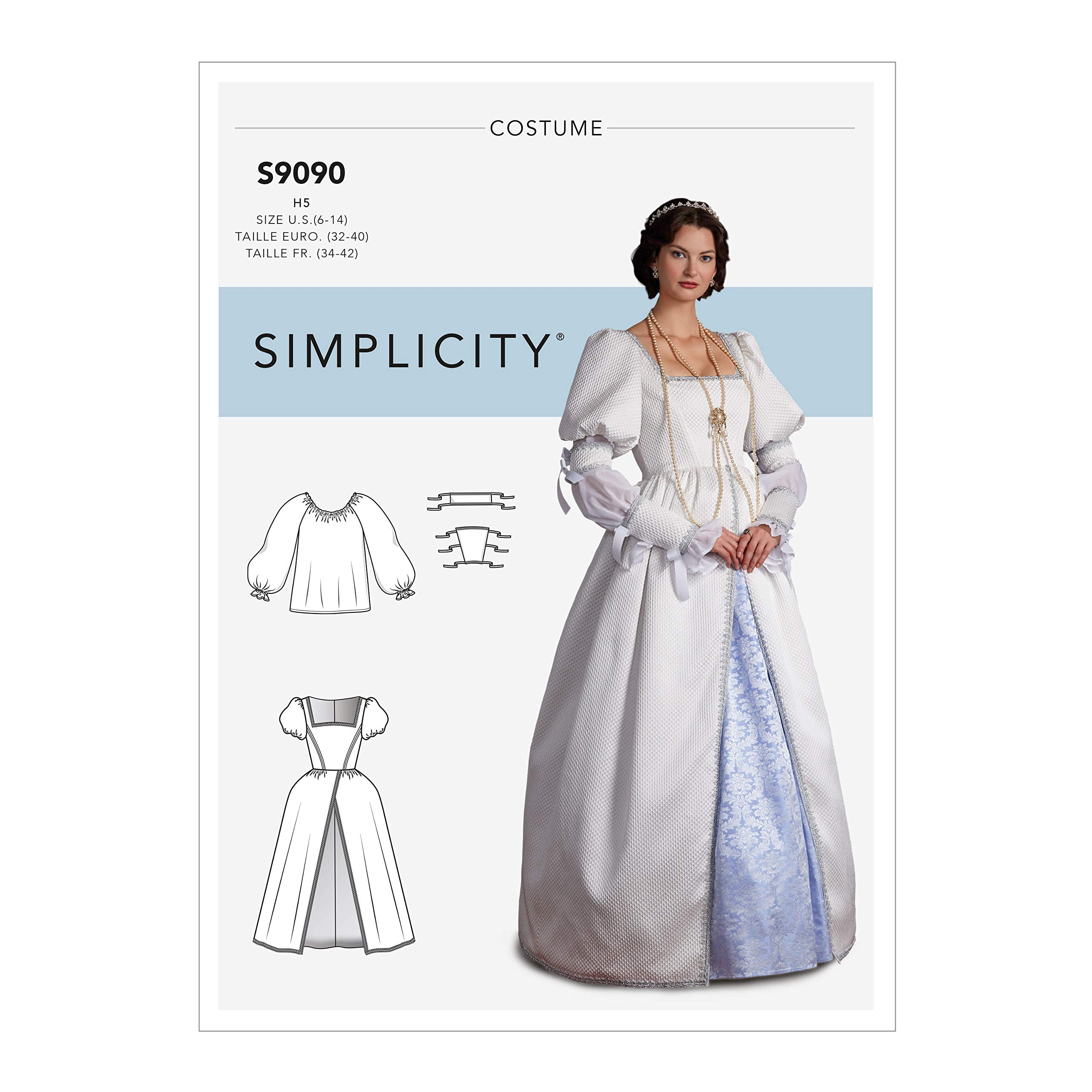 Simplicity Sewing Pattern S9090 Misses' Historical Costume, R5 (14-16-18-20-22)