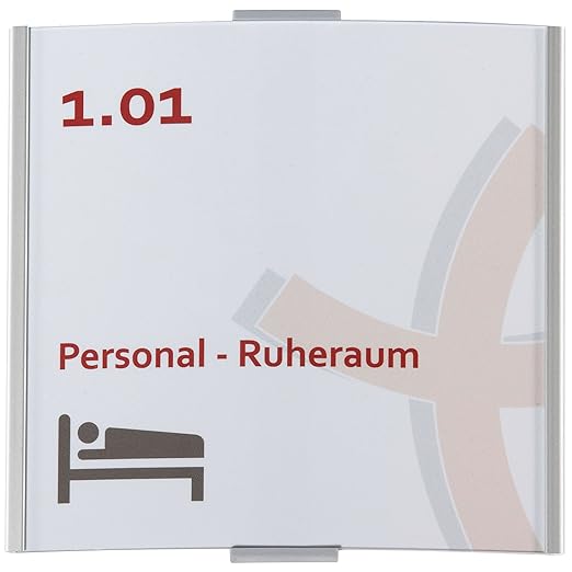 Frankfurt Türschild 148 | 148x155 mm | Aluminium silber | inkl. entspiegelter Abdeckung | Türschild | Büroschild