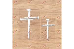 3S MOTORLINE Jesus Cross Nails Christian Symbol God Christ Vinyl Decal Sticker - 2 Pack White, 4 Inches, 6 Inches - Distressed No Background for Car Boat Laptop