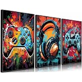 3 Poster Da Parete Videogiochi Retro - Stampe Acquerello Neon Gamepad Per Camera Ragazzi, 30,5x40,6 Cm