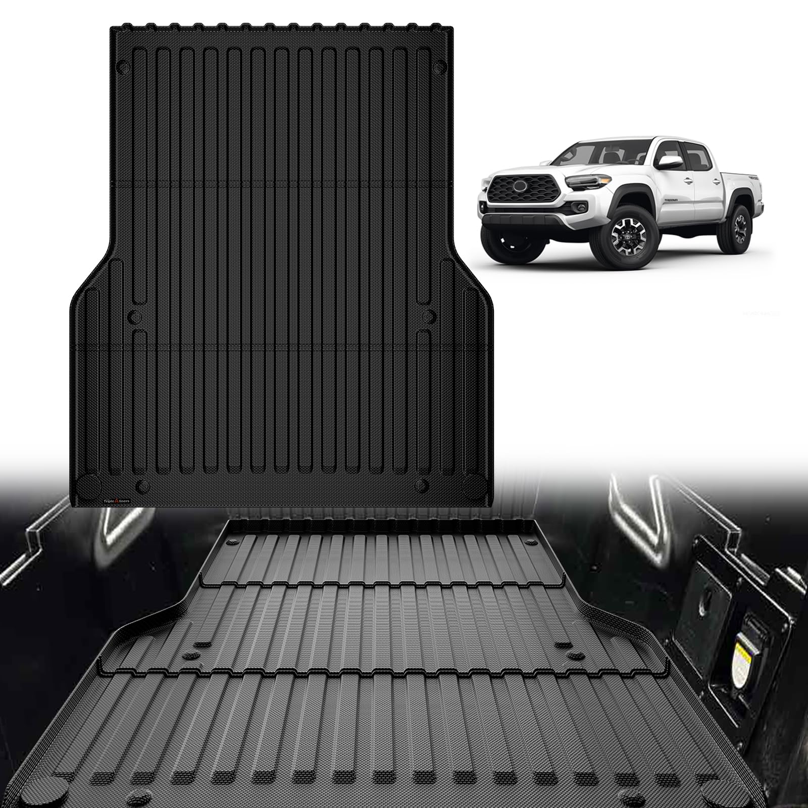 Photo 1 of TripleAliners Truck Bed Mat Compatible with 2005-2023 Toyota Tacoma Accessories 5FT Vehicle Perfectly Flush All Weather Protection TPE Heavy Duty Pickup Car Bed Cargo Mat