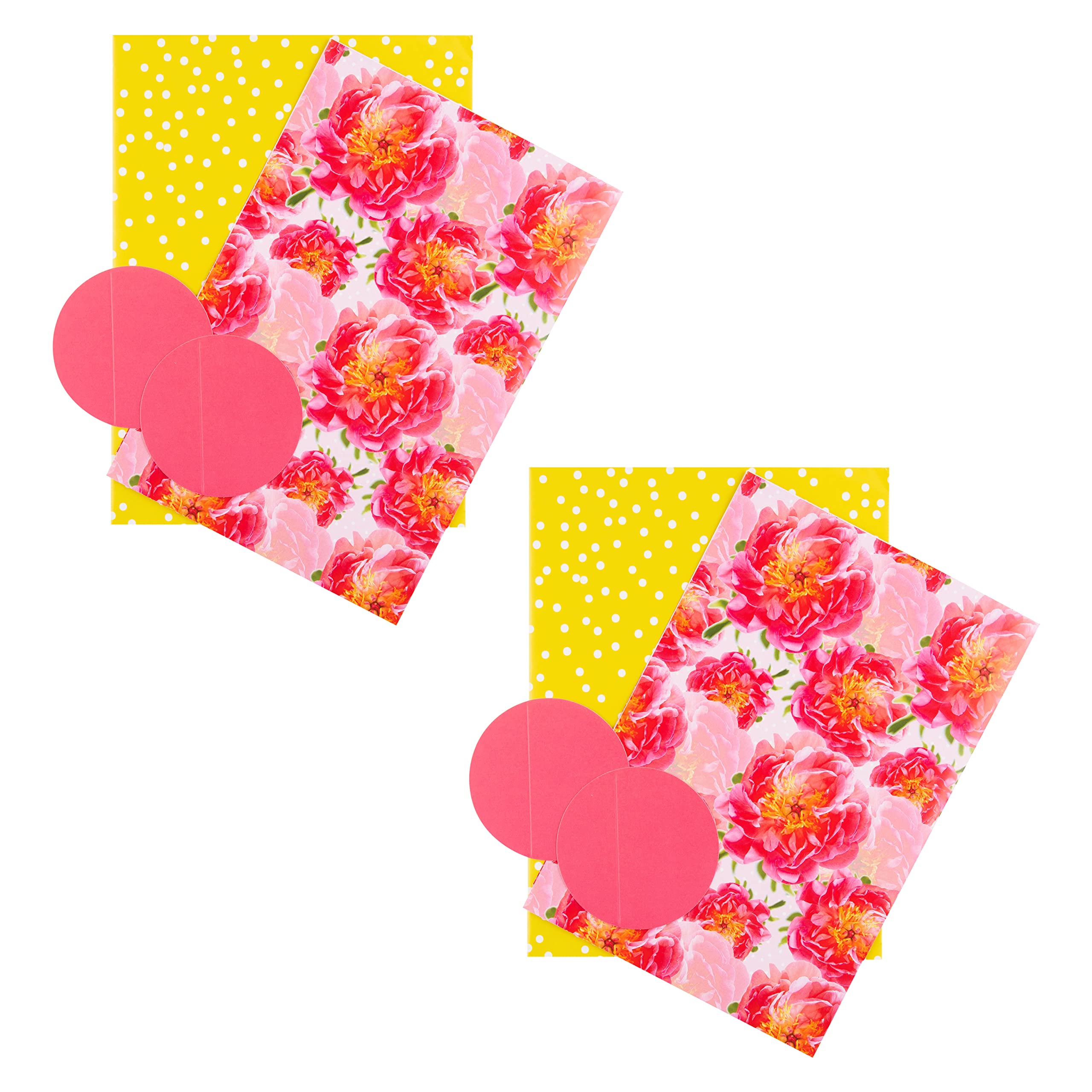 Hallmark Multi Occasion Gift Wrap and Tag Bundle - 2 Paper Sheets and 2 Gift Tags in 2 Floral Designs