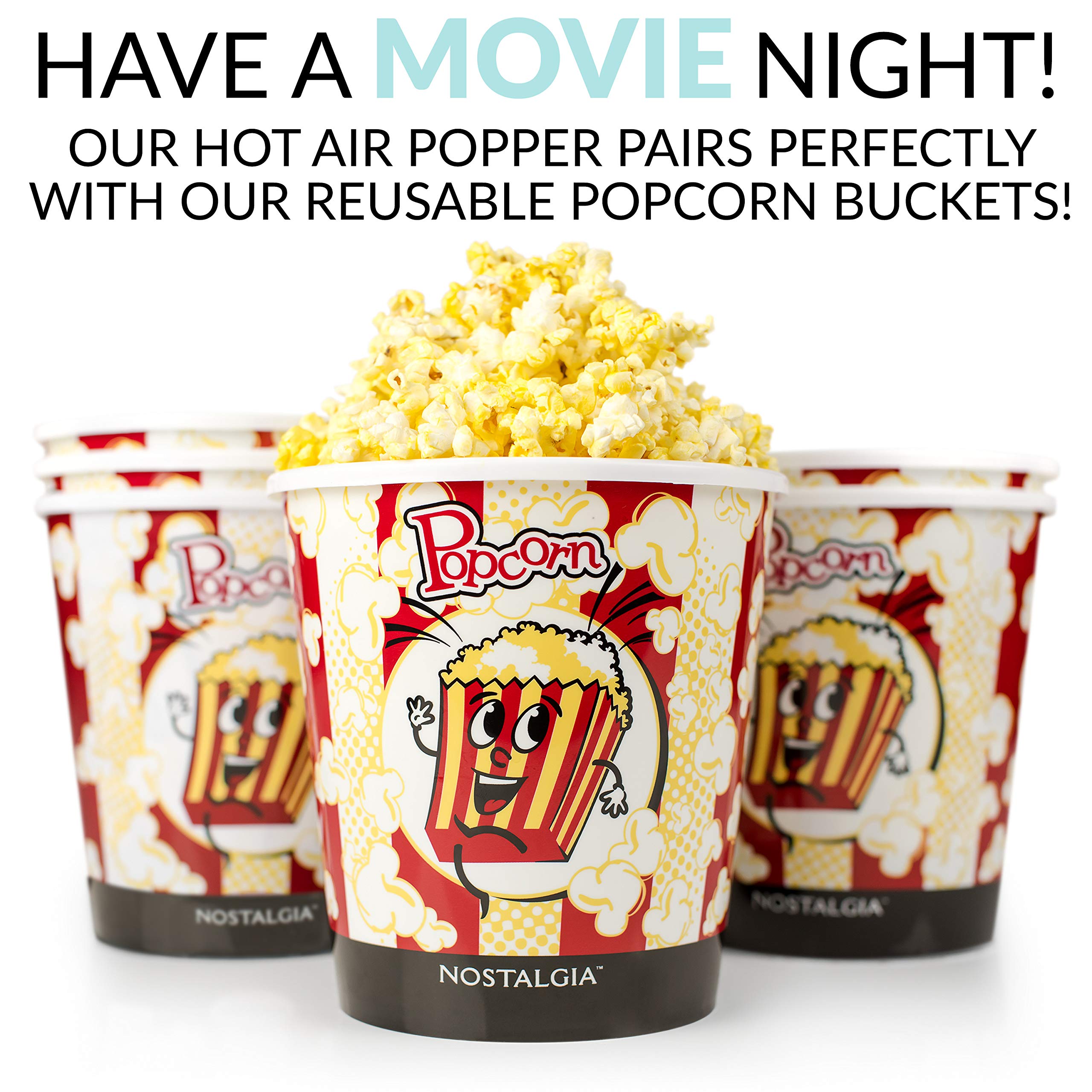 Nostalgia Hot-Air Electric Popcorn Maker, 12 Cups, Healthy Oil Free Popcorn with Measuring Scoop, Retro Aqua