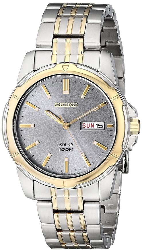 Seiko Herren Datum klassisch Solar Uhr mit Edelstahl Armband SNE098P9