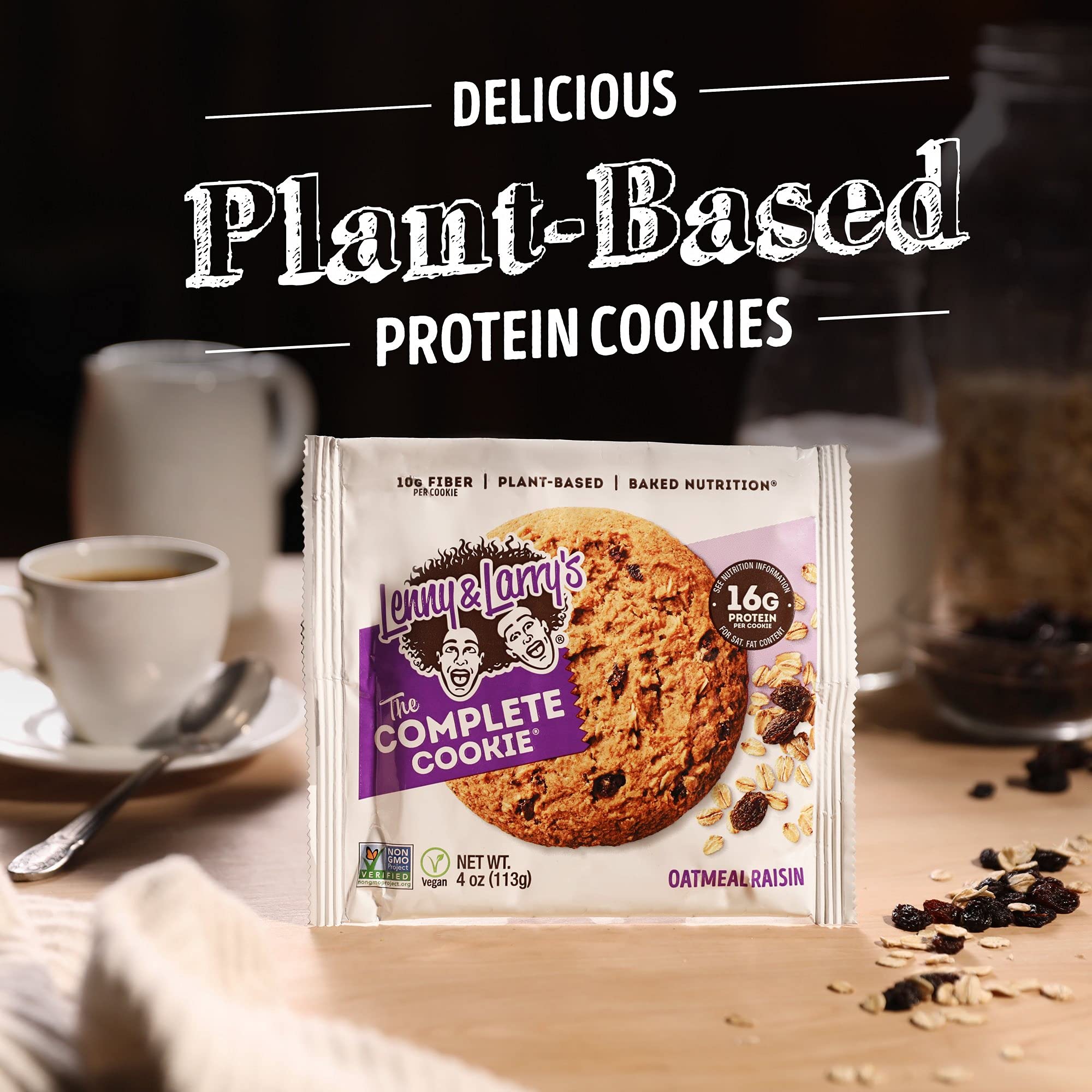 Lenny & Larry's The Complete Cookie, Oatmeal Raisin, 16g Plant Protein, Vegan, Non-GMO, 4 Ounce (Pack of 12)