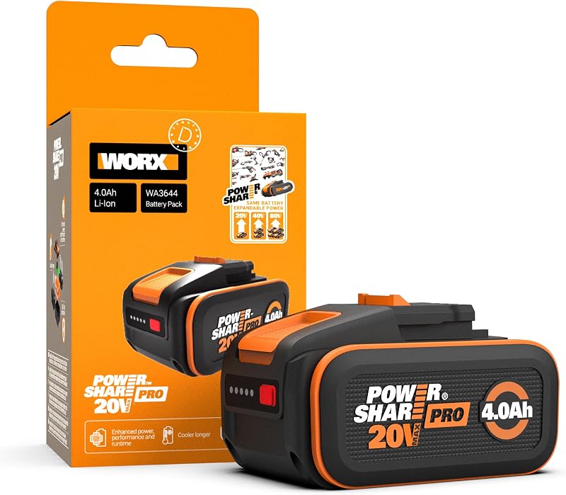 WORX WA3644 PowerShare Pro 20V 4.0Ah Battery with BMS & Intelligent Power