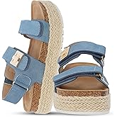 YOKI TRIBECA-Y Platform Girls Sandals With Double Strap And Gold Buckle - Lightweight Toddler Sandals - Cushioned Footbed Sandal