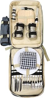 CMY 4 Person Picnic Backpack Cooler with Tableware Insulated Camp Bag view 2