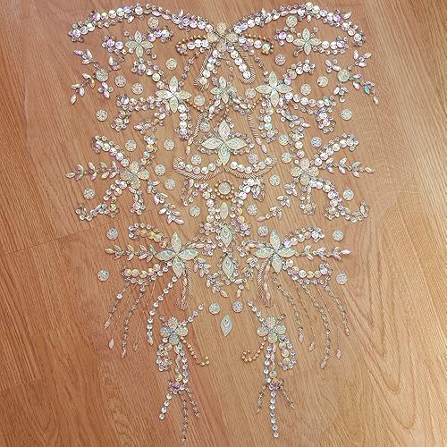 Noble Pure Handmade Big Beaded Crystal AB Color Patches Sew on