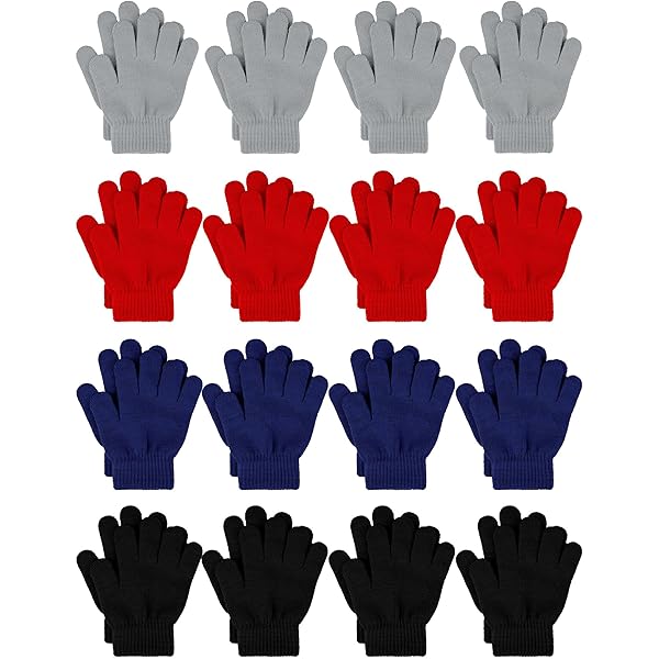 Lot De 3 Paires De Gants D'hiver Enfants - Gants Magiques Tricotés - Chauds Et Extensibles - Multi-couleurs