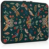 iCasso Laptop sleeve 13 inch for MacBook Air 13-13.6 inch,Retro Laptop case for Macbook Pro 13 inch, Slim Protective Travel Carrying Case for MacBook Pro 14 inch, Chromebook, HP, Dell, Green Butterfly