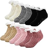 Liitrsh 6 Pairs Women's Slipper Socks with Non Slip Bottoms Fuzzy Socks Slipper Socks with Grippers for Women House Bedroom