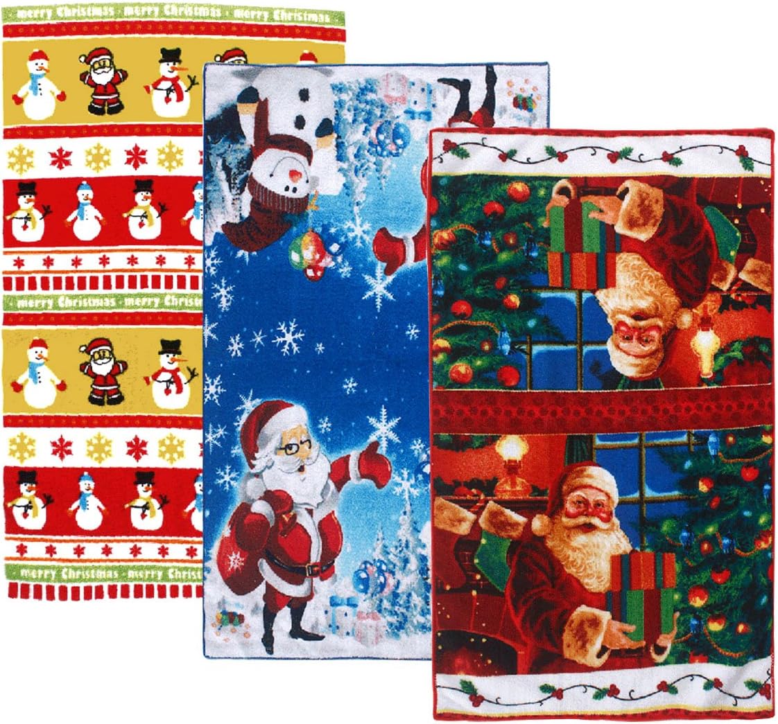 Set of 3 Decorative Microfibre Cloth Dish Drying Towel, Christmas, Snowman, Santa, Assorted Designs