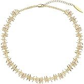 ACC PLANET Chunky Braided Chain Necklace for Women, 18K Gold Plated Handmade Braided Cubic Zirconia Chain Choker Necklace Dainty Gold Choker Necklaces for Women Gifts Jewelry 16.9"