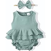 Renotemy Newborn Infant Baby Girl Clothes Rompers Summer Jumpsuits Short Sleeve Romper Infant Baby Clothes Girl