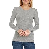 Brix Essentials Women's Classic-Fit Long-Sleeve Crewneck T-Shirt Super Soft Tagless.