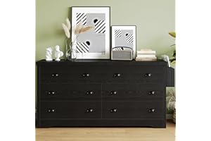 LIKIMIO Dresser 8 Drawer with Charging Station and Storage Bag, Wood Storage Chest of Drawers for Bedroom Living Room Hallway Entryway, Black