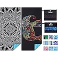 2 Pack Lightweight Thin Beach Towel Oversized 71"x32" Big Extra Large Microfiber Sand Free Towels for Adult Quick Dry Travel Camping Beach Accessories Vacation Essential Gift Black Mandala Elephant
