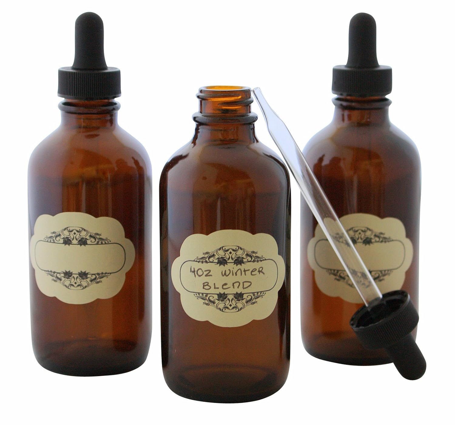 4 oz Capacity (120 ml) Glass Dropper Bottles Multi