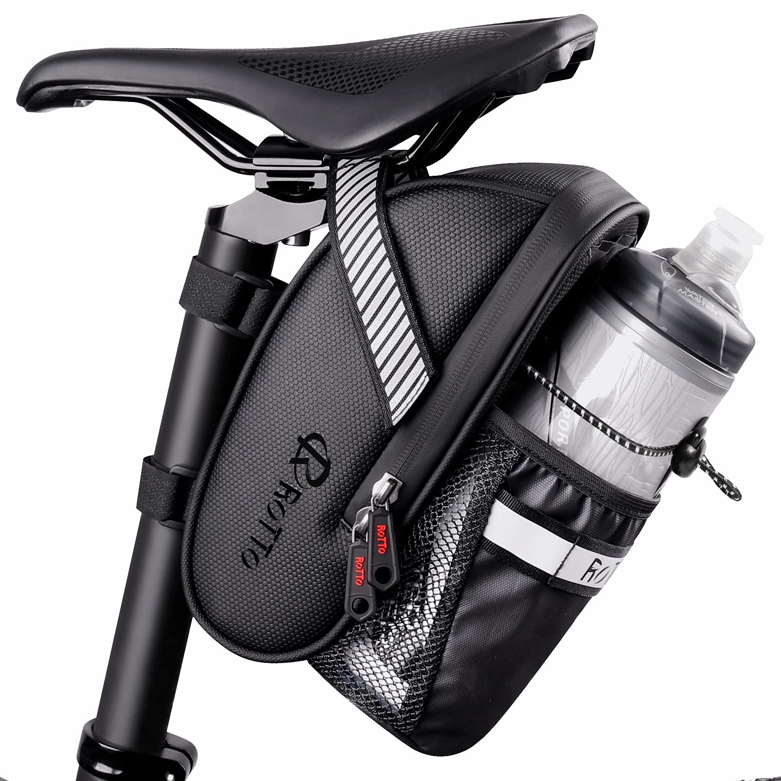 ROTTO Bike Saddle Bag Bicycle Seat Pack with Water Bottle Holder