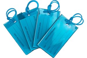 4 Pack TravelMore Luggage Tags for Suitcases, Flexible Silicone Travel ID Identification Labels Set for Bags & Baggage – Blue
