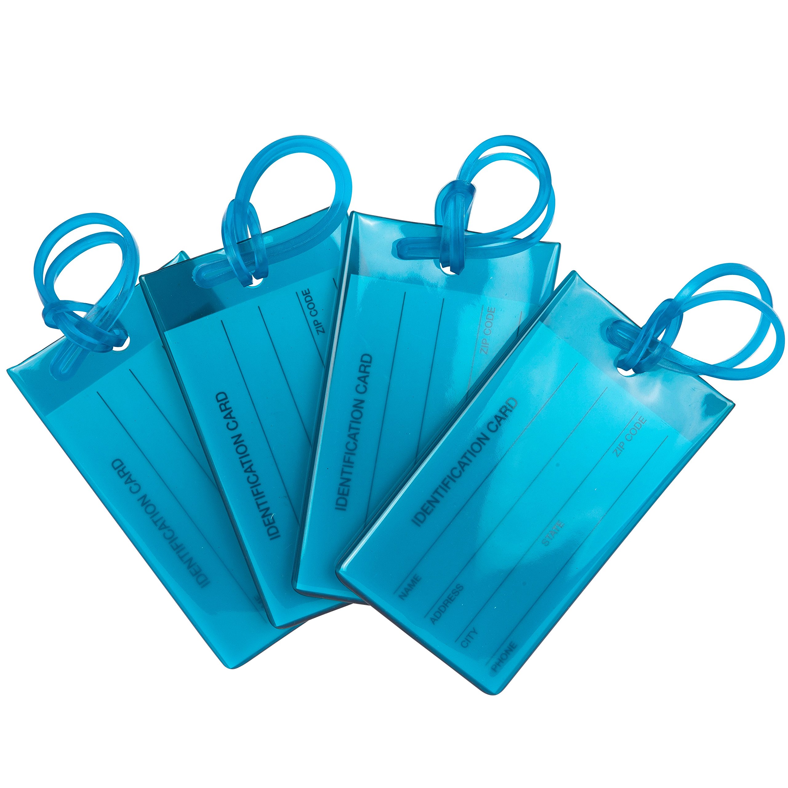 4-Pack Luggage Tags for Suitcases | Travel Tags for Luggage | Bag Tags | Flexible Travel ID | Luggage Labels for Suitcases, Baggage & Bags | Blue Luggage Tags