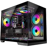 STRUXVEX S6 Micro-ATX PC Case, 270 Panoramic View Tempered Glass, 3 Pre-Installed Fans, Dual-Chamber Layout and Back-Connect Support, mATX Gaming Computer Case