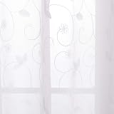 Deconovo Flower Embroidery Net Curtains 2 Panels Beige 55x54 Inch view 2