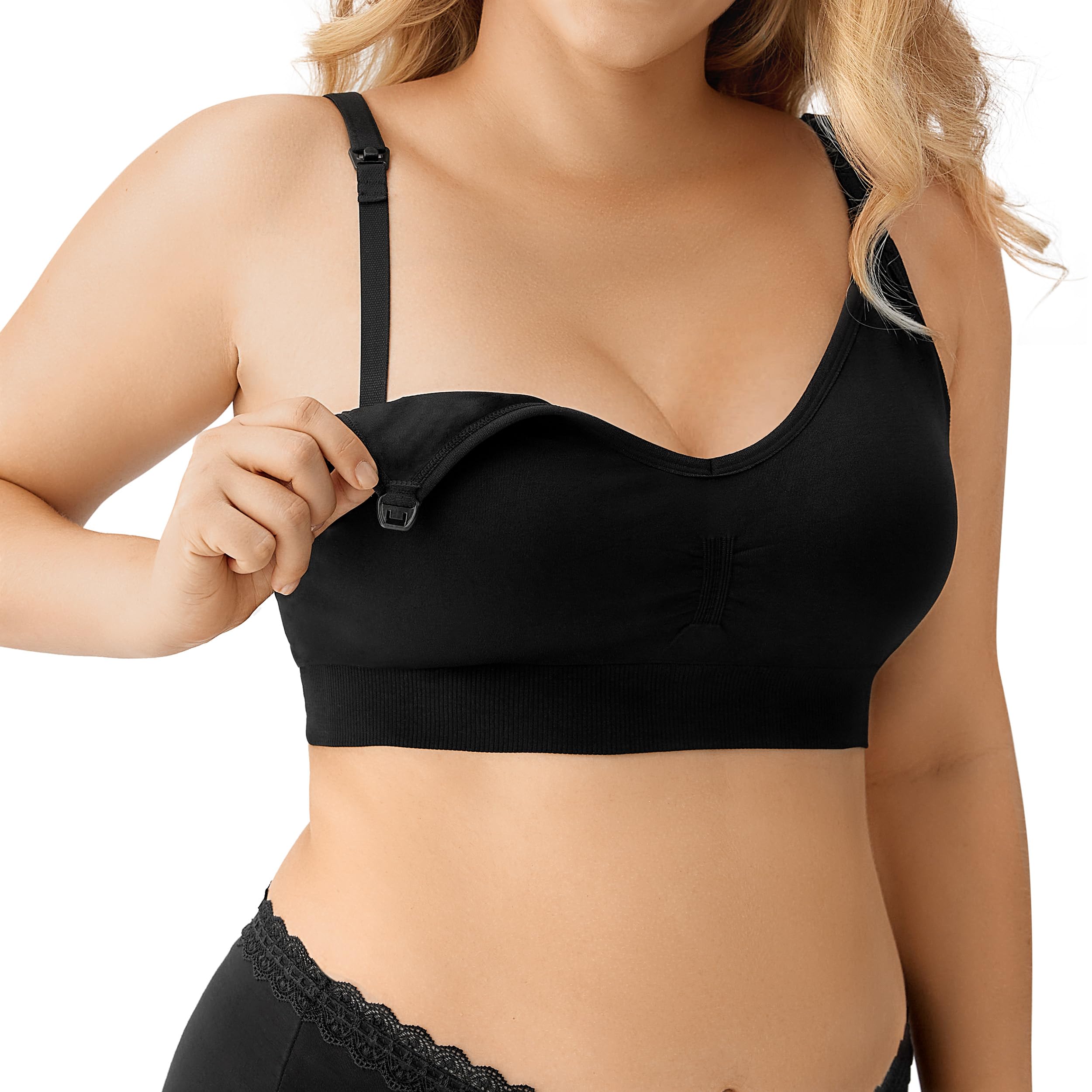 HBselect Women Maternity Bras 5 Pack Nursing Bras for Breastfeeding Seamless Pregnancy Sleep Bralette with Extra Extenders