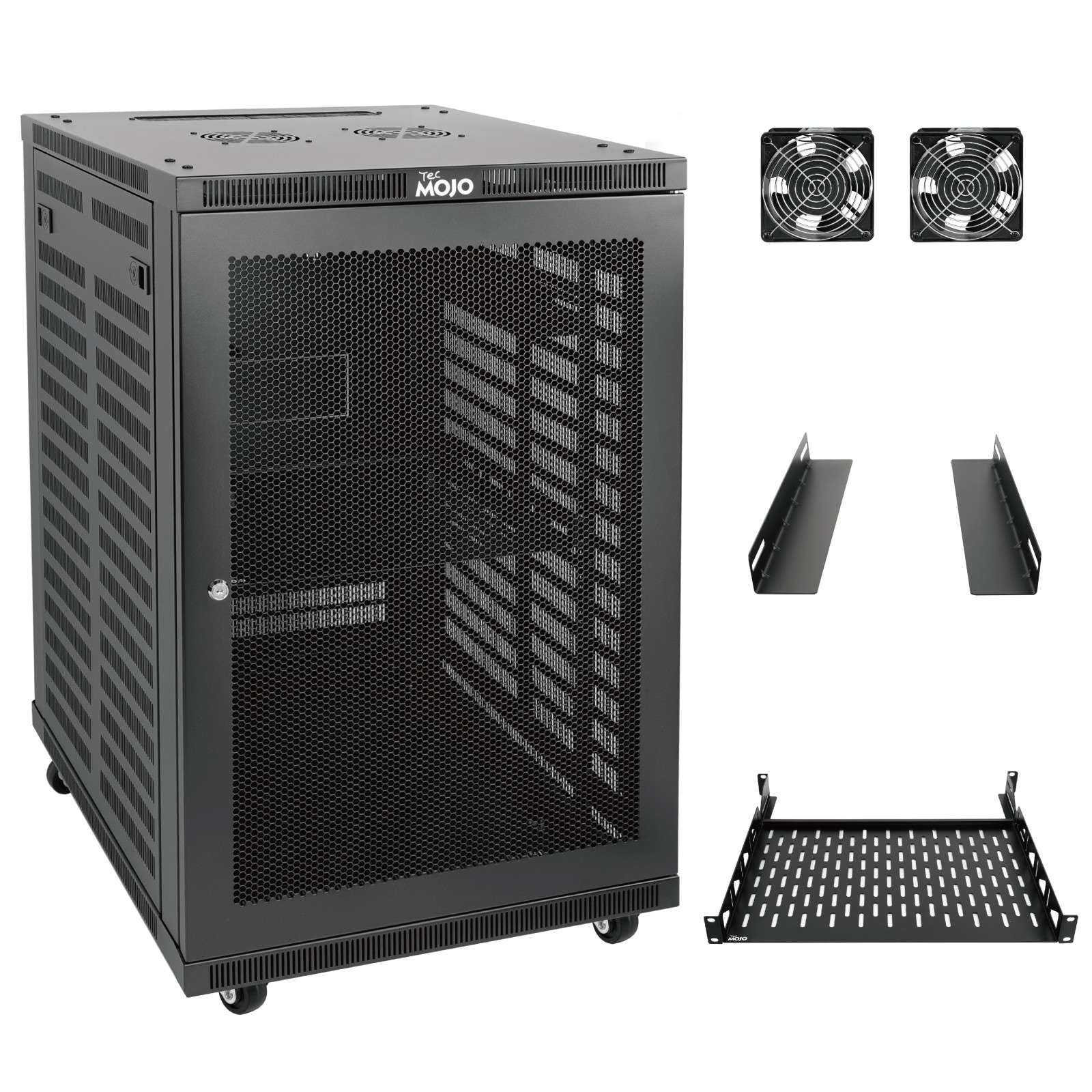 Photo 1 of Tecmojo 18U Wall Mount Rack,18U Rack 23.6 Inch Depth,Hold Up to 176 Lbs,Server Rack with Casters,Enclosed Network Cabinet Kit for 19 Inch Network,Server and AV Gear,Mesh Door(Elite Collection)