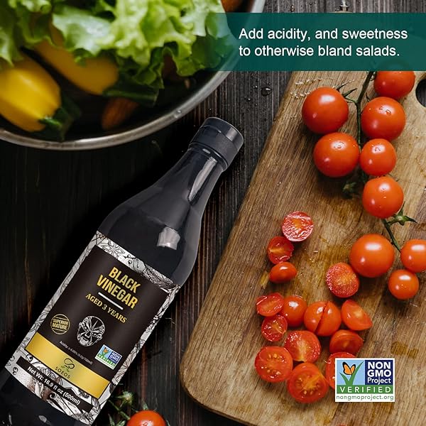 SOEOS CHINKIANG VINEGAR 16.9 FL OZ (500ML), 3 YEARS AGED, NATURALLY FERMENTED, MATURE AGED BLACK VINEGAR, CHINESE BLACK VINEGAR, ZHENJIANG VINEGAR, BLACK RICE VINEGAR, BLACK VINEGAR CHINESE.