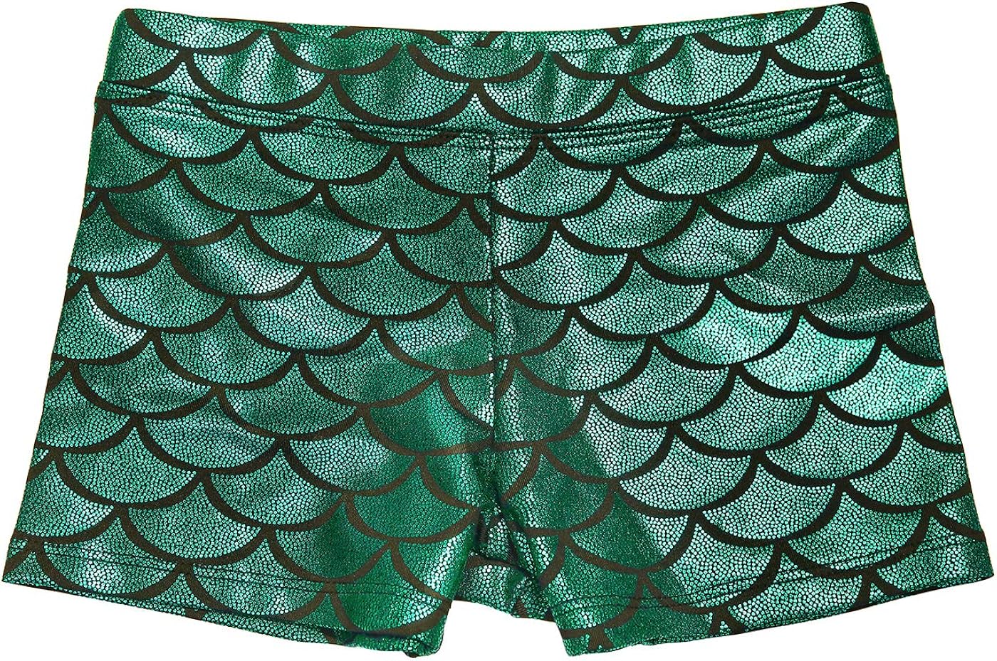 HDE Gymnastics Shorts for Girls - Mermaid Dance Shorts Fish Scale Shorts: Clothing