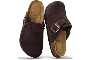 Project Cloud Genuine Leather Footbed Clogs for Women - Memory Foam Arch Support Slippers for Women - Trendy Slip-ons Women's Mules & Clogs Sandals (Benton)