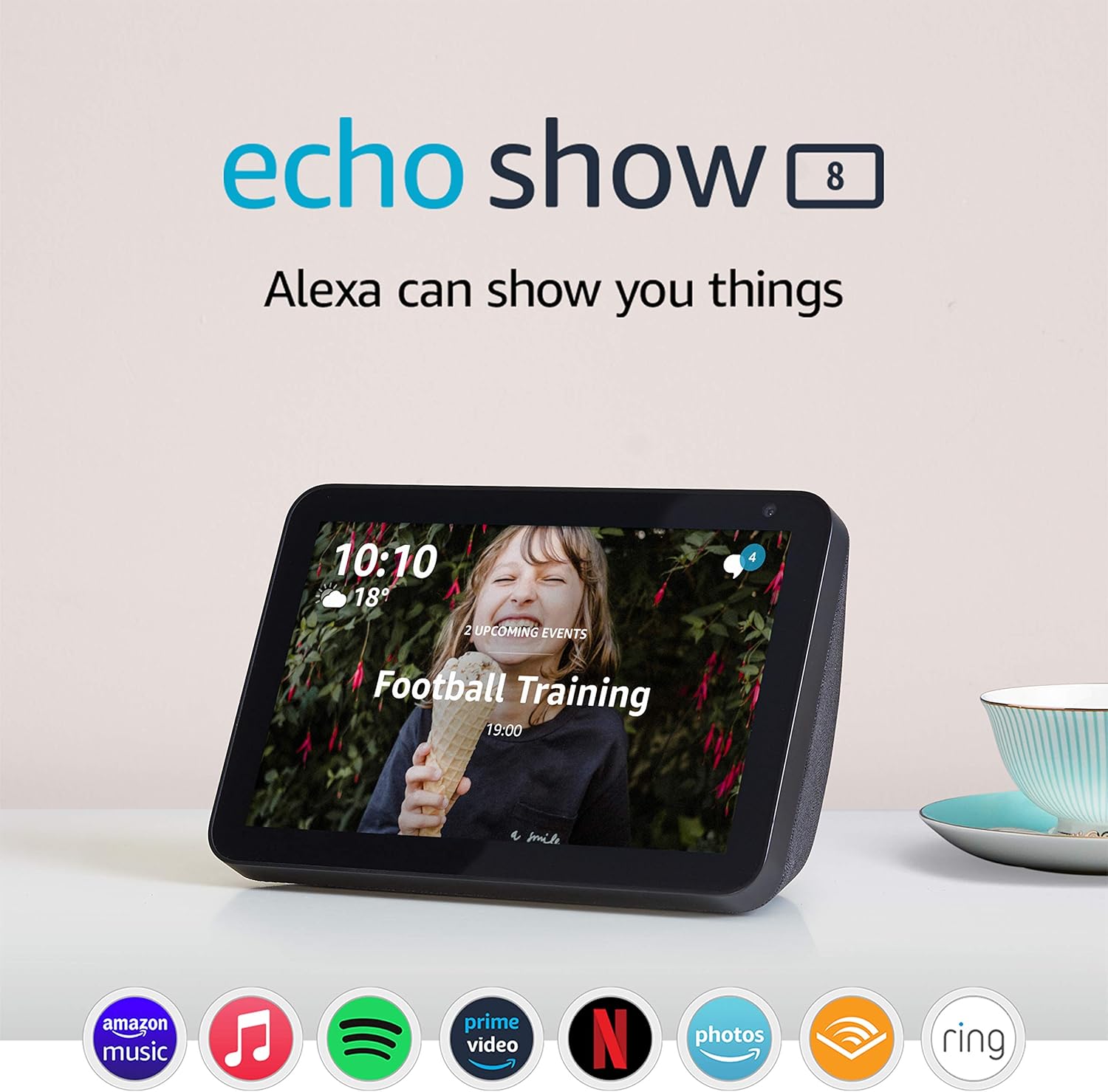 Echo Show 8 Stay in touch with the help of Alexa, Charcoal fabric