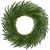 Yuefunny 18 Inch Christmas Norfolk Pine Wreath for Front Door, Artificial Christmas Wreaths Faux Greenery Pine Needles Wreath for Front Door Wall Windows Porches Farmhouse Indoor Outdoor Xmas Decor