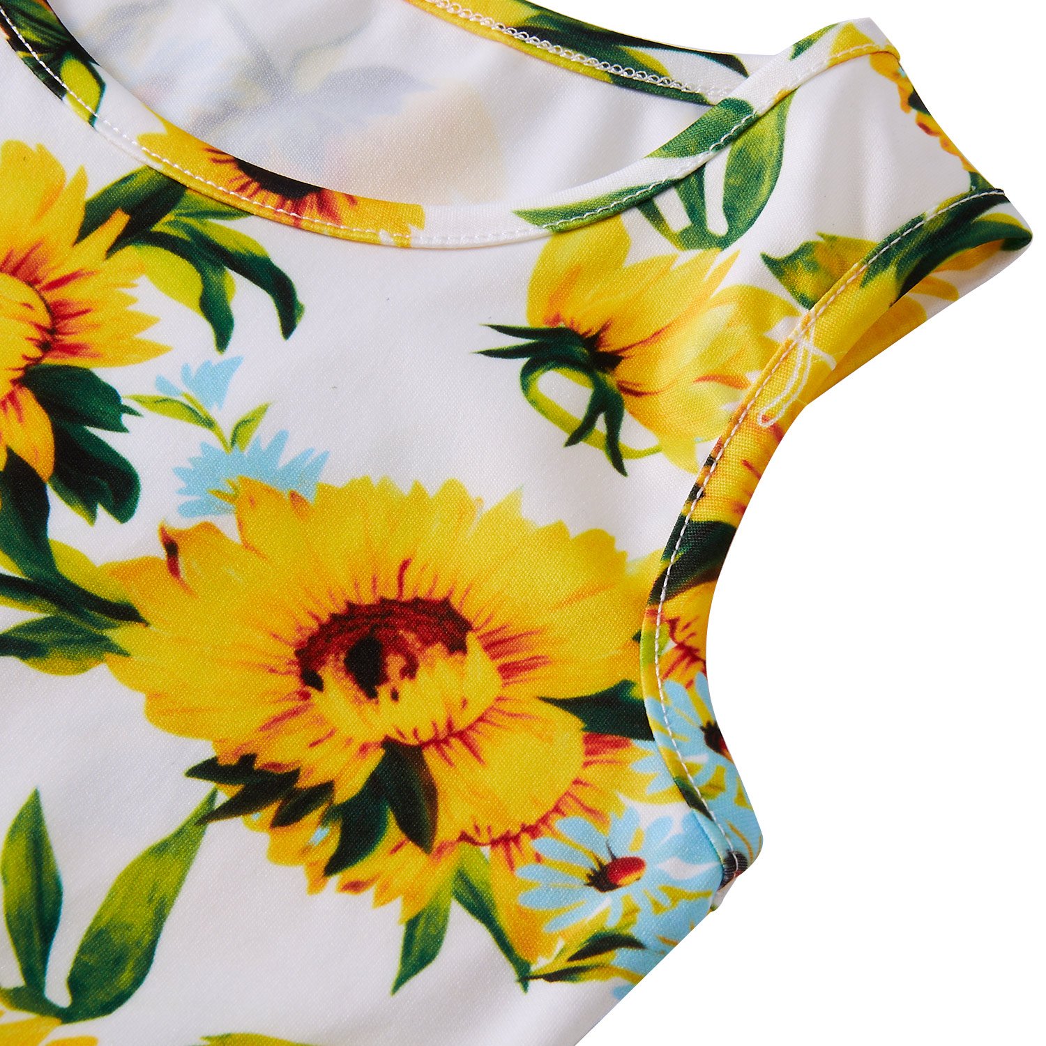 Leapparel Girl\'s White Yellow Sun Flower Sleeveless Cotton Casual Dress Girls 9T L