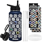 XccMe National Parks Water Bottle with Stickers,32 oz Stainless Steel Insulated Water Bottle with Straw,2 Lids,Leak Proof Metal Water Cup for Hiking,Travel,Sports,Camping,Wide Mouth Bottle