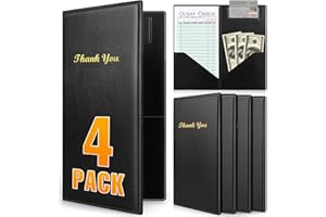 ZENOWICK 4 Pcs Server Books, Check Presenters for Restaurants, PVC Server Books for Waitress Guest Check Holder