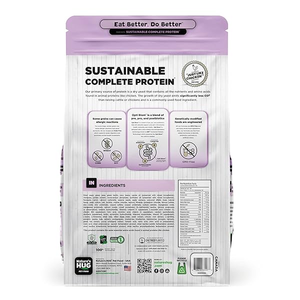 NATURE’S HUG DRY DOG FOOD, FOR ADULT-TOY & SMALL BREEDS, 5 LB. BAG, CHICKEN FLAVOR PLANT-BASED PROTEIN KIBBLE, GRAIN-FREE, ALLERGEN-FREE, COMPLETE PROTEIN & BALANCED NUTRITION