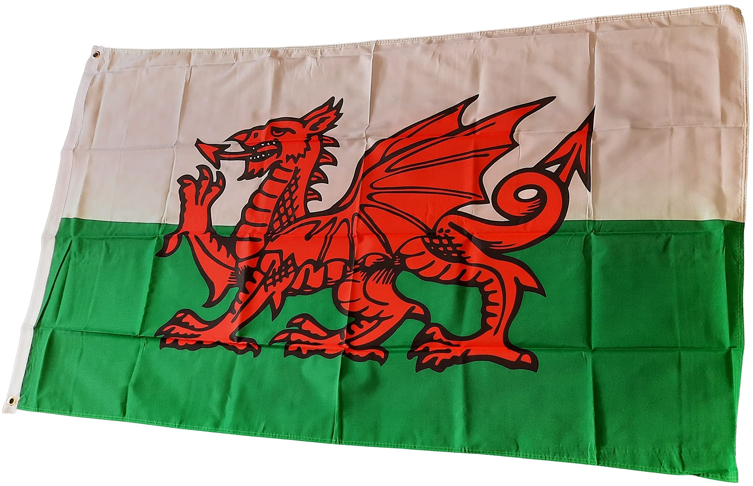 NWFlags Wales Flag 5ft x 3ft 75d Premium Polyester Suitable For Flagpoles | Strong Polyester 5x3 foot material large Welsh flag with 2 metal Eyelets