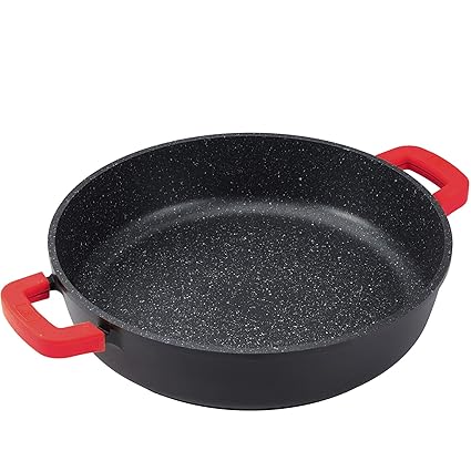 Bergner Red Stone Paellera de Aluminio Fundido, Negro, 37 x 7.4 cm